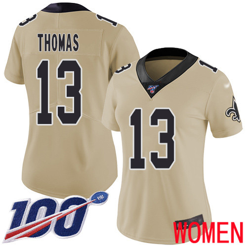 New Orleans Saints Limited Gold Women Michael Thomas Jersey NFL Football #13 100th Season Inverted Legend Jersey